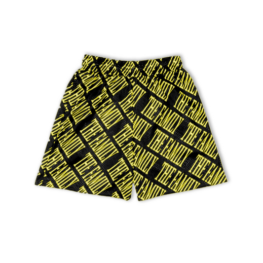 THE FAMILY MESH SHORTS- Black/Yellow