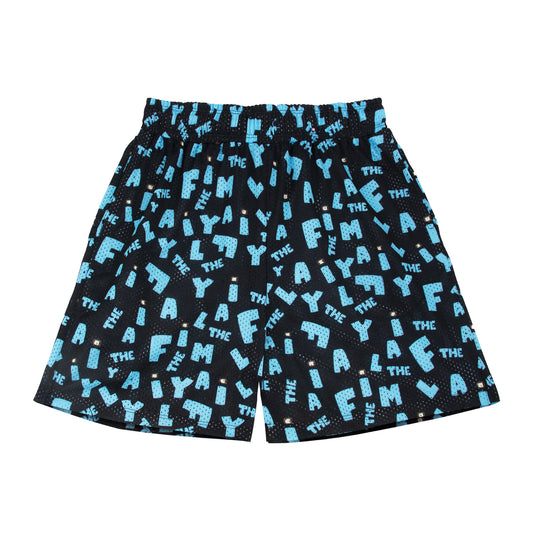 THE FAMILY GUY MESH SHORTS- Black/Sky Blue